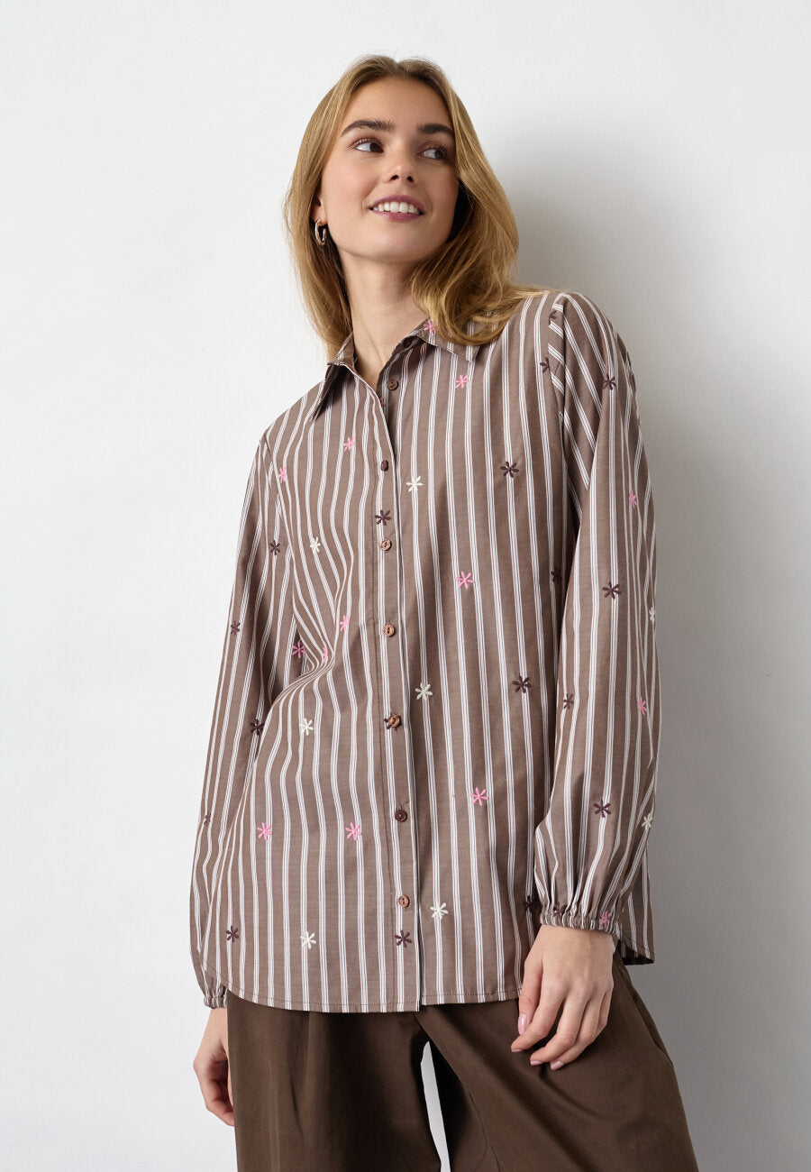 Istea Shirt Brown Stripes