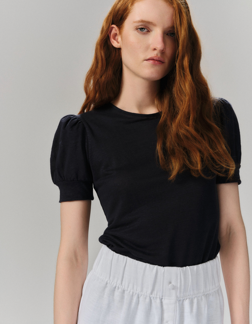 Madeleine Linen Tee Black