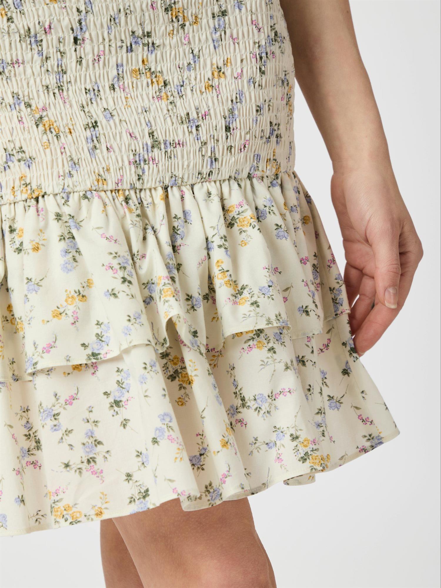 Mikka Smock Print Dress Creme