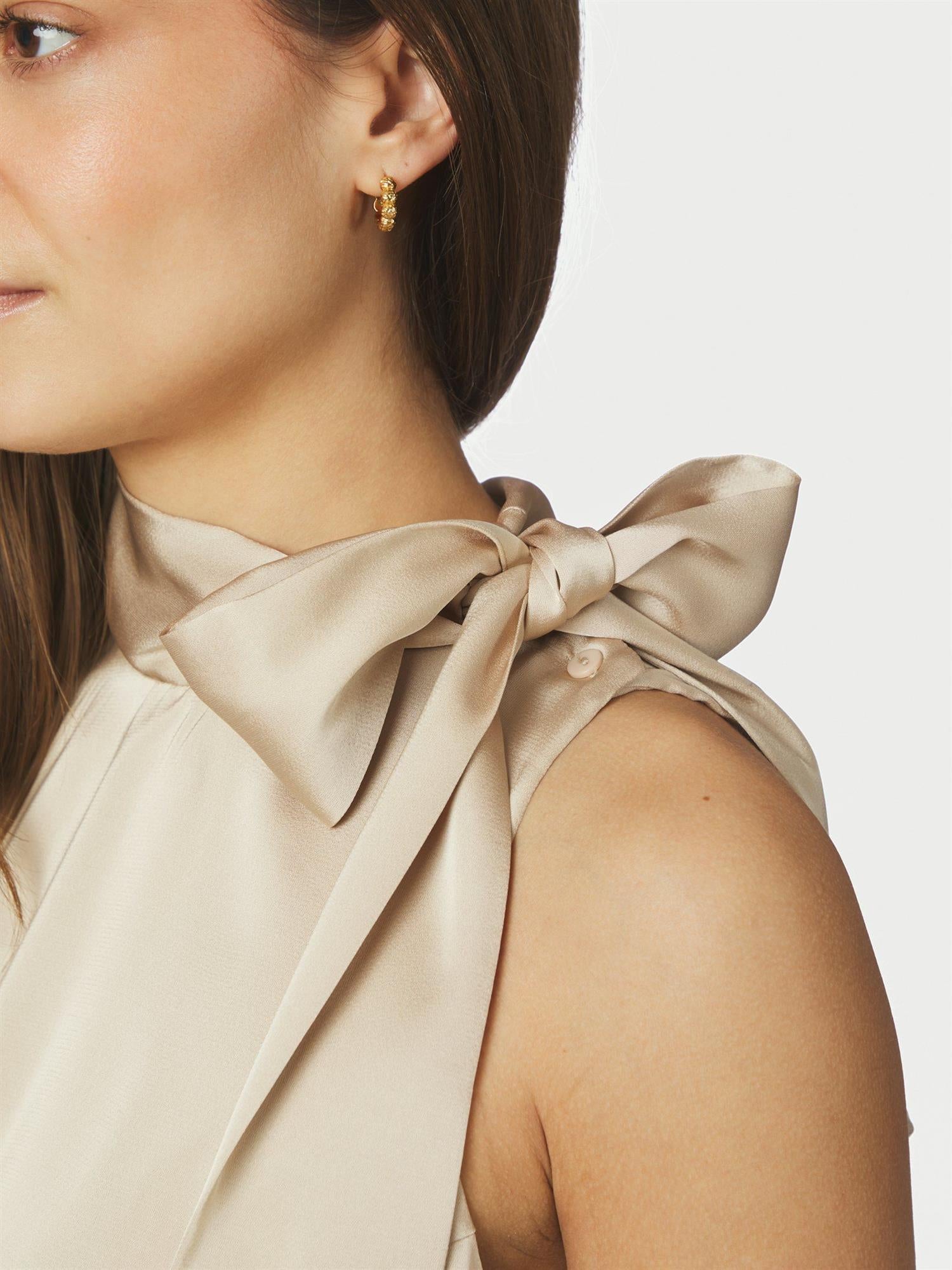 Veda Drapy Satin Top Dark Sand