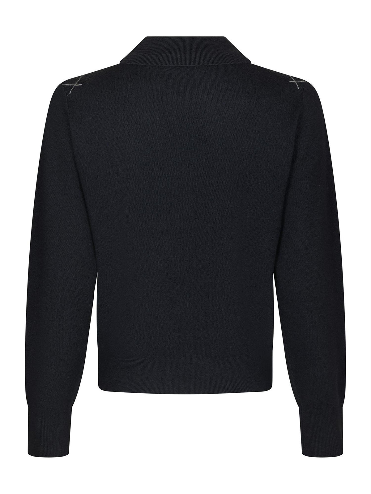 Julina Check Knit Blouse Navy
