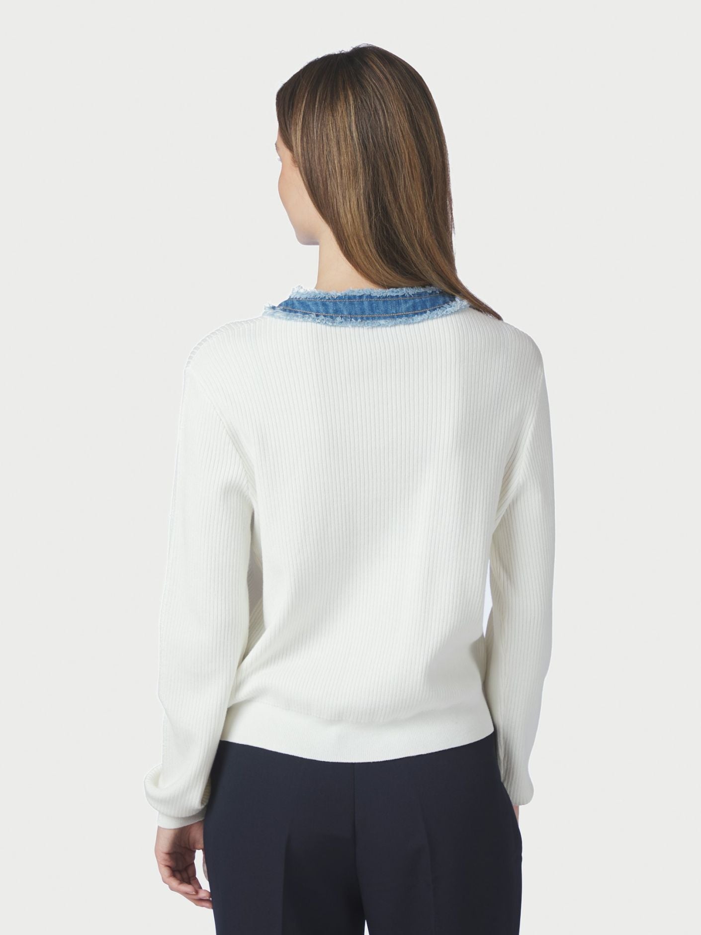Zelma Knit Denim Cardigan Off White