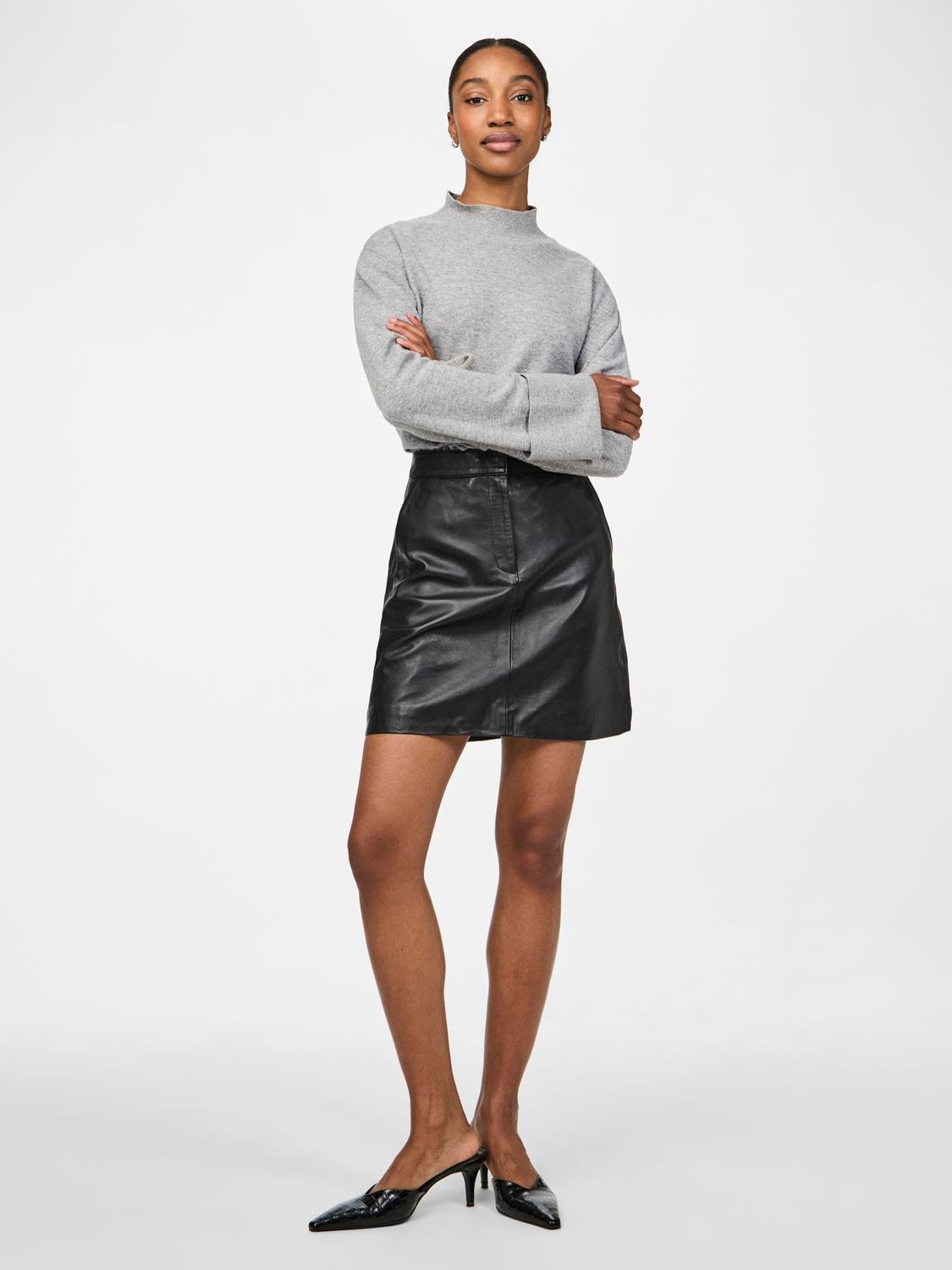 YASLYMA HMW Leather Skirt Black