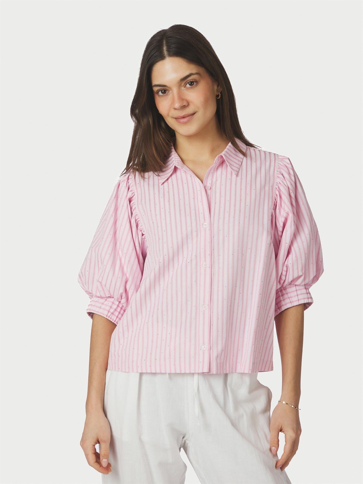 Etta Soft Stripe Stone Shirt Light Pink