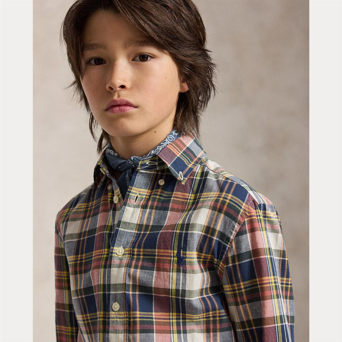 Woven Sport Shirt Classics Navy Yellow Multi