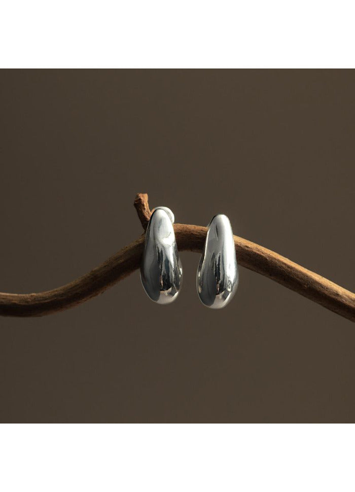 Organic Droplet Earrings Silver