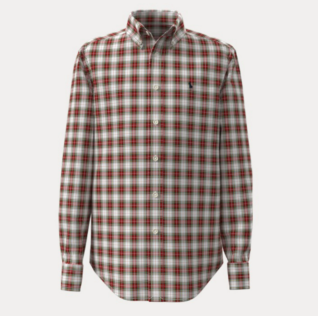 Woven Sport Skjorte Cream Red Multi