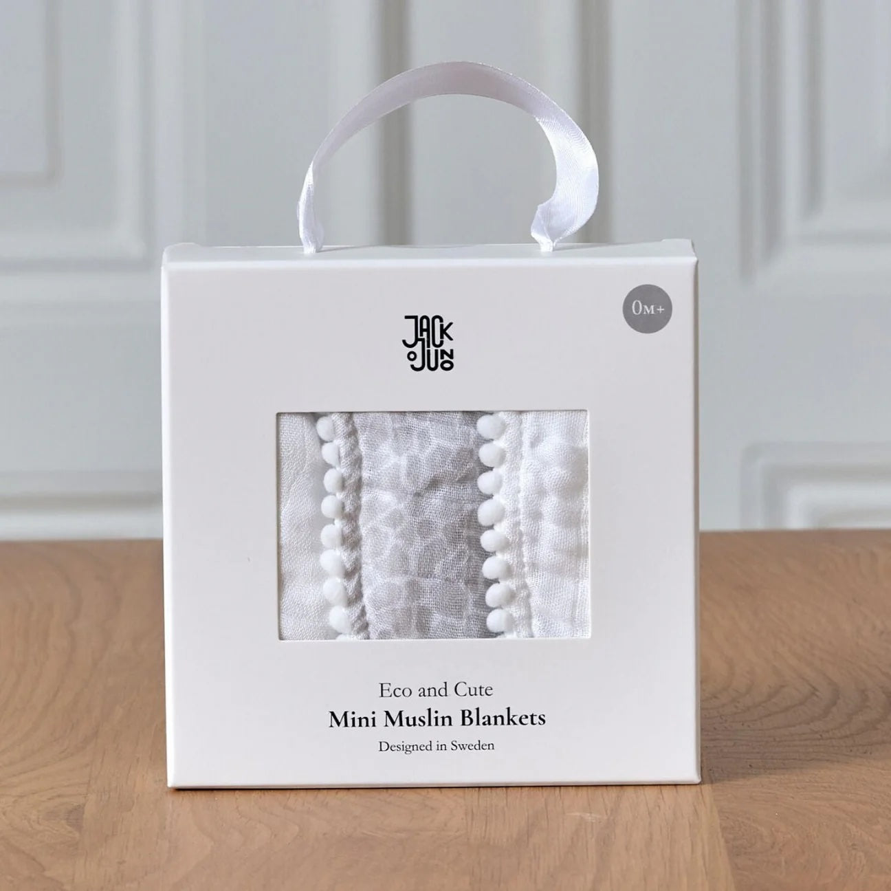 Pom Pom Mini Muslin Blankets (3-pack) Pearl And Giraffe Gray