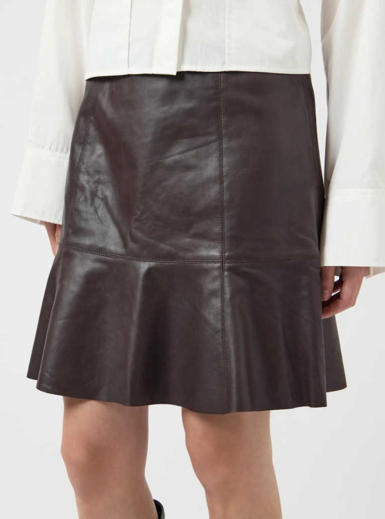 YASColly Naplon Leather Skirt Chocolate Brown