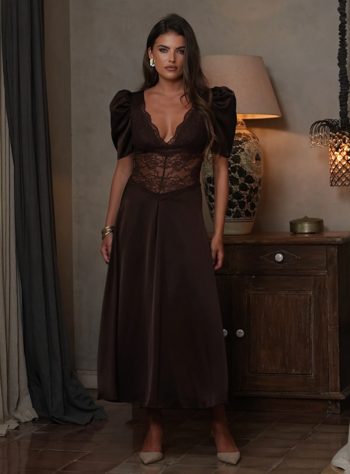 Francis Lace Midi Dress Espresso