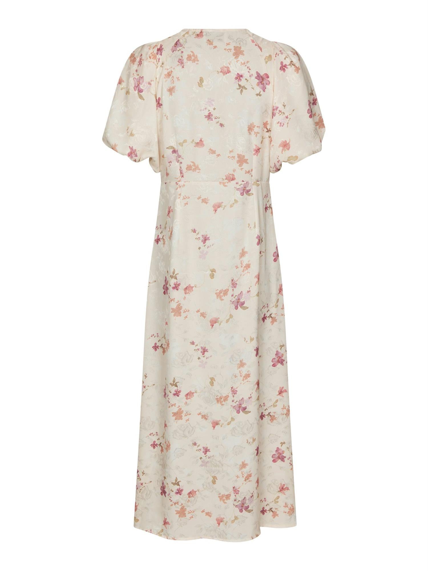 Illana Sateen Print Dress Creme