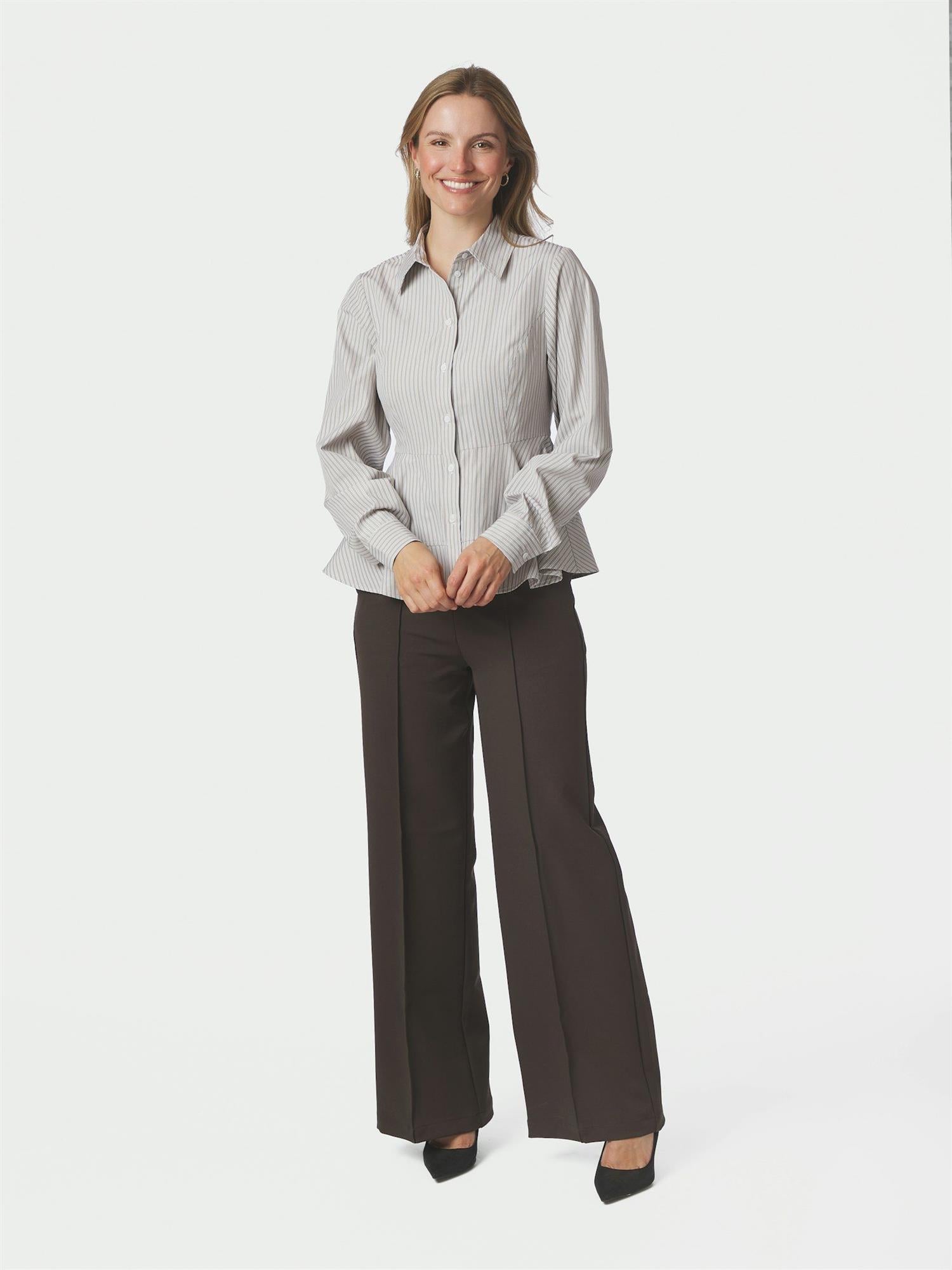 Samira Stripe Shirt Taupe Stripe