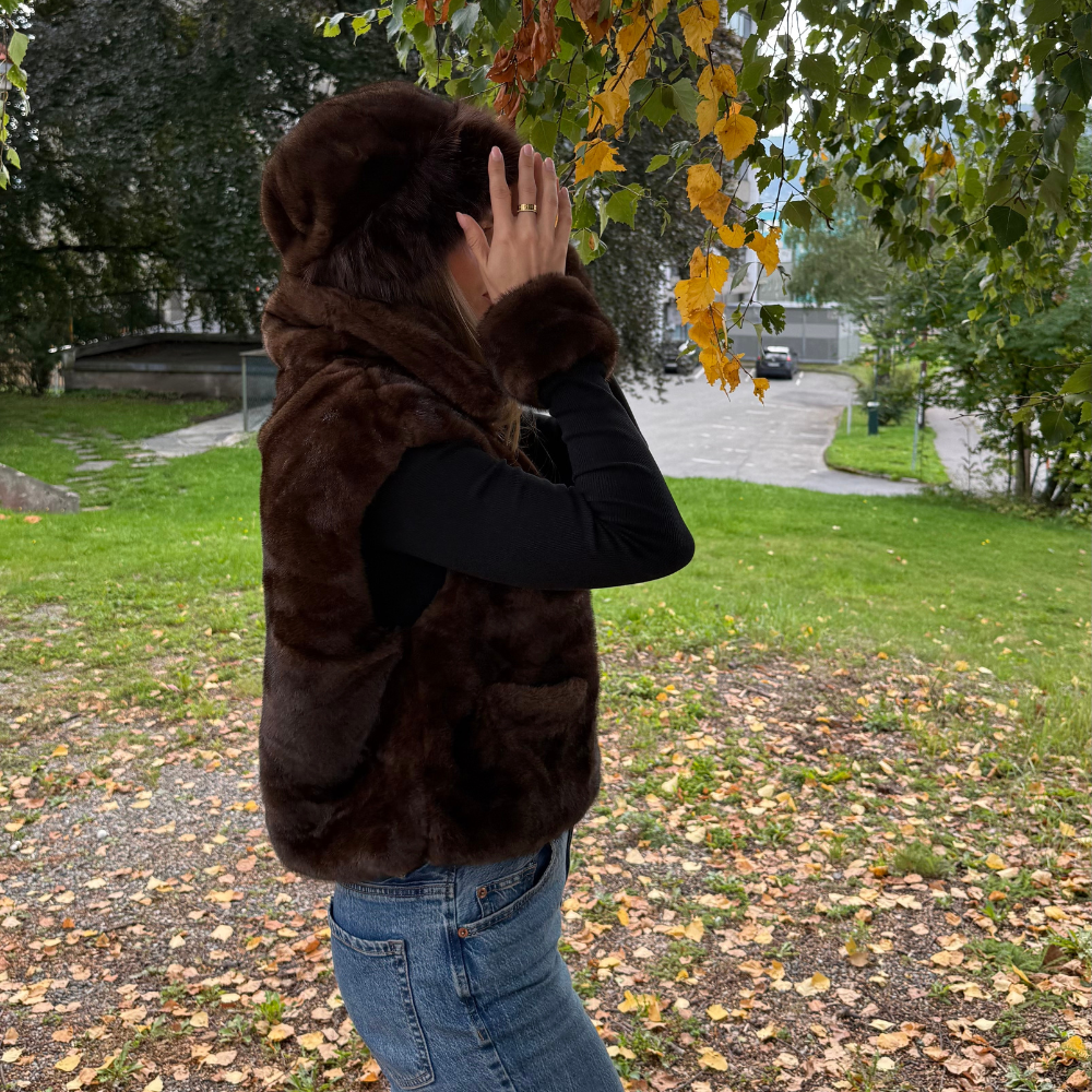 St. Moritz Vest Minkbrun