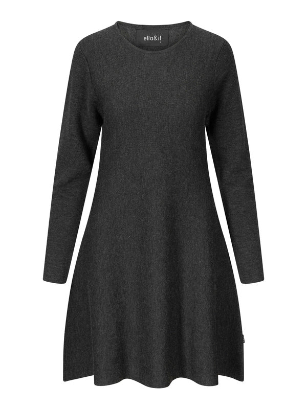 Cecilie Merino Dress Dark Grey Melange