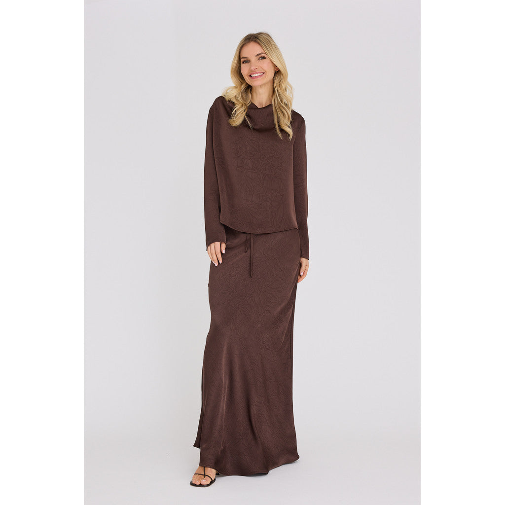Sinda Drape Blouse Dark Brown