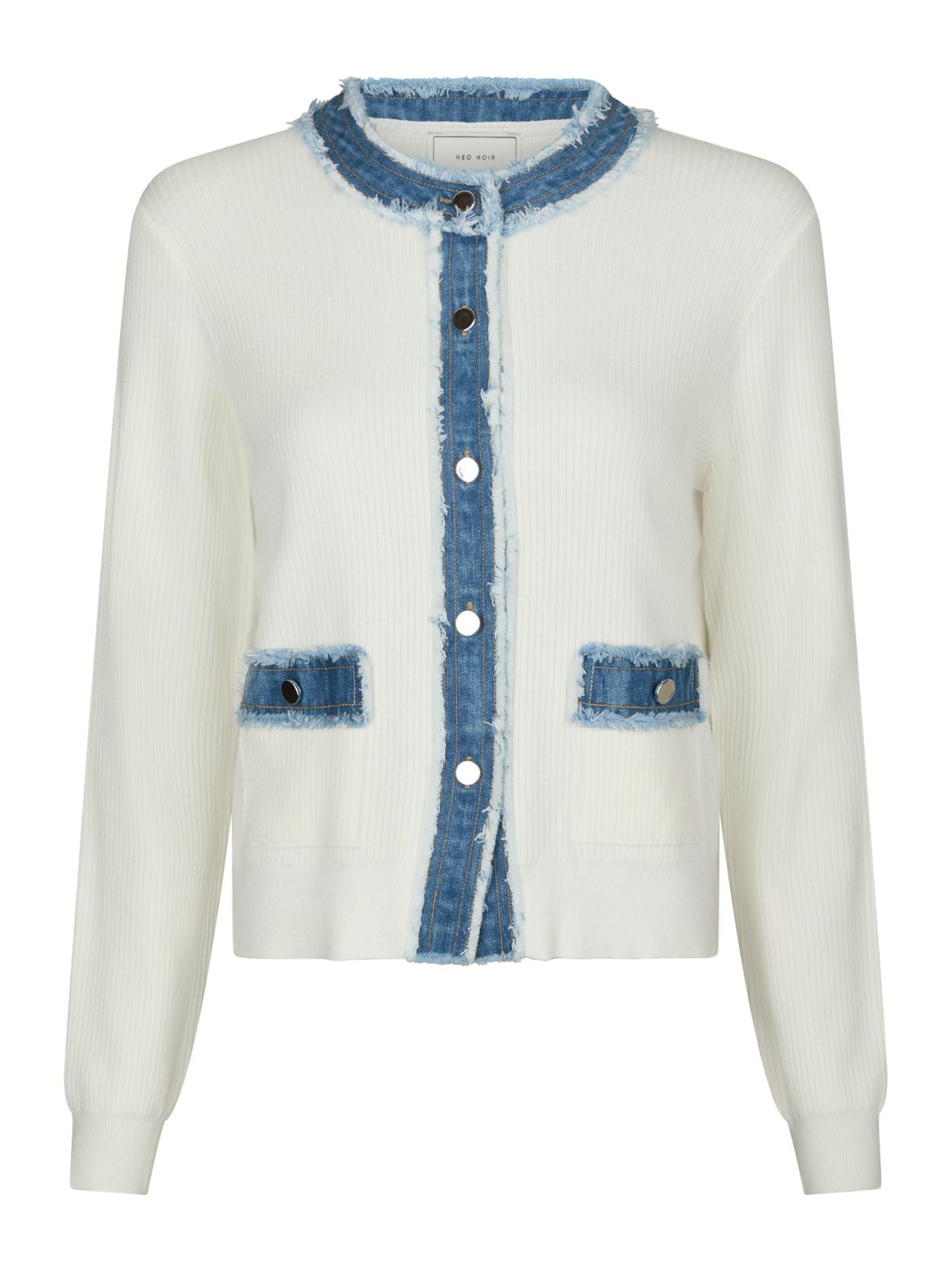Zelma Knit Denim Cardigan Off White