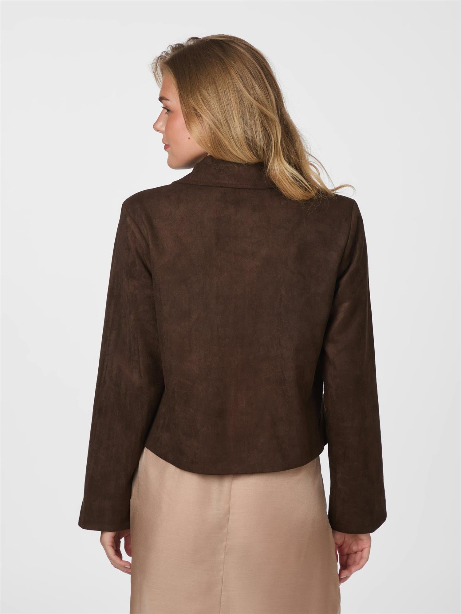 Nilo Faux Suede Jacket Dark Brown
