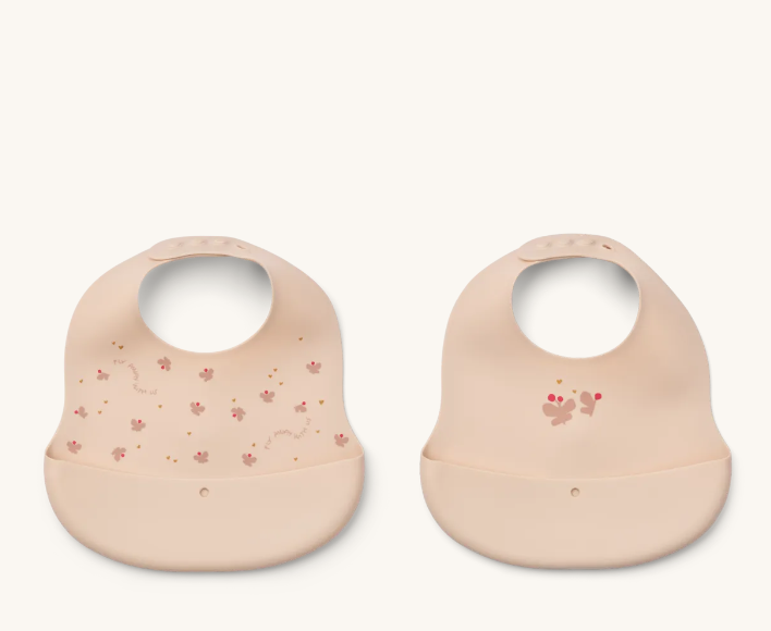 Ember Printed Bib 2-Pack Mini Butterfly/Apple Blossom