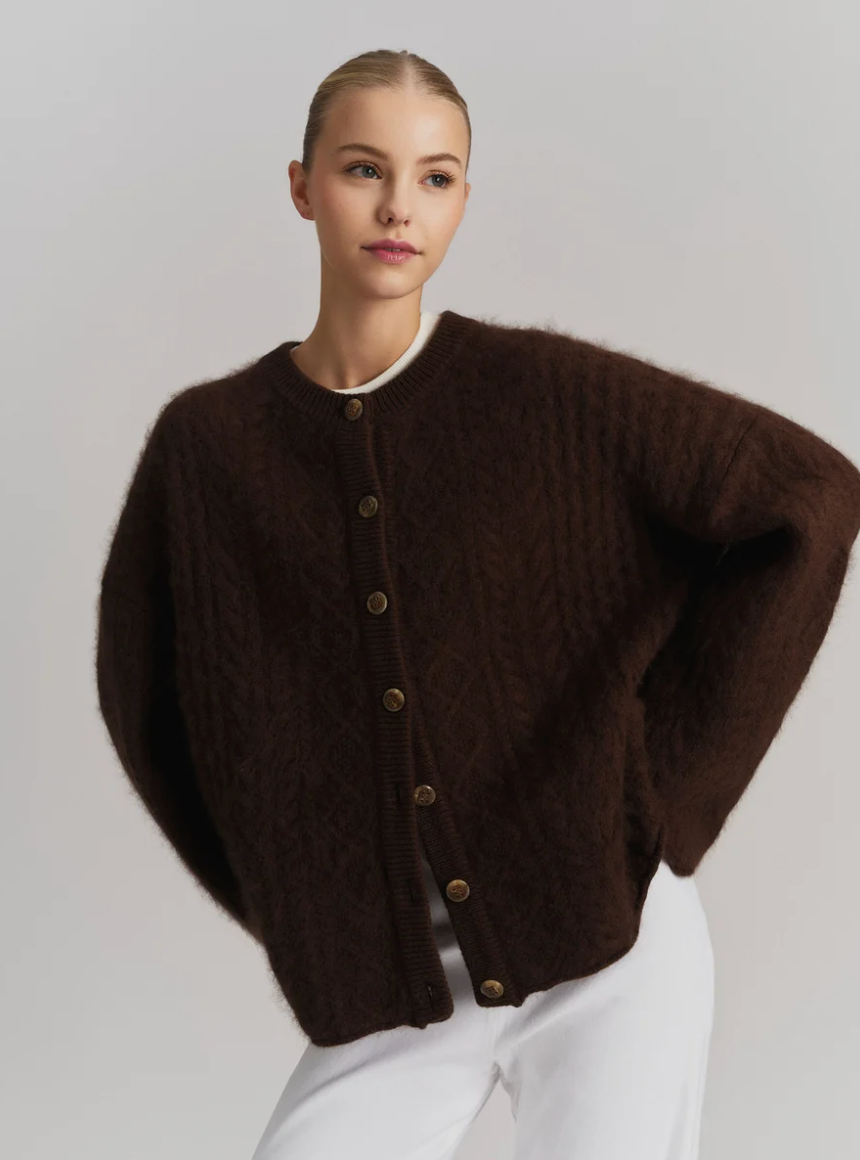 Ylva Brushed Cardigan Brown