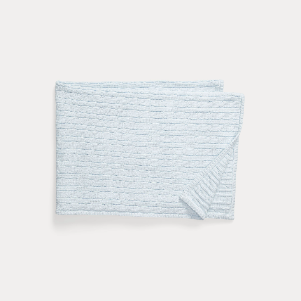 Cable Blanket Baby Pearl Blue