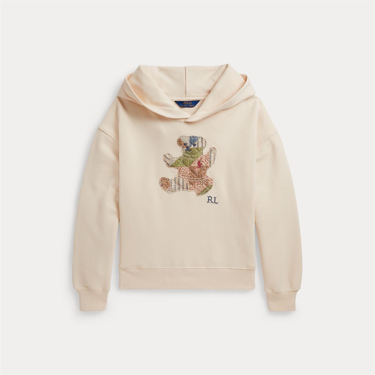Patchwork Polo Bear French Terry Hoodie Guide Cream