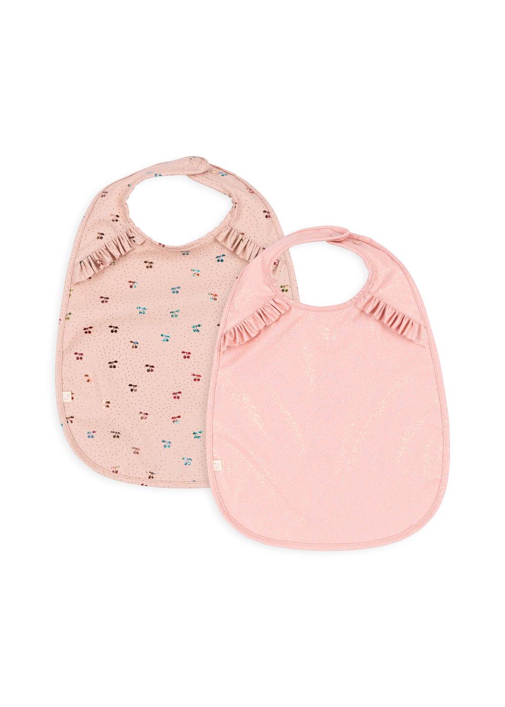 2 Pack Dinner Bib With Frill Cherry Sparkel