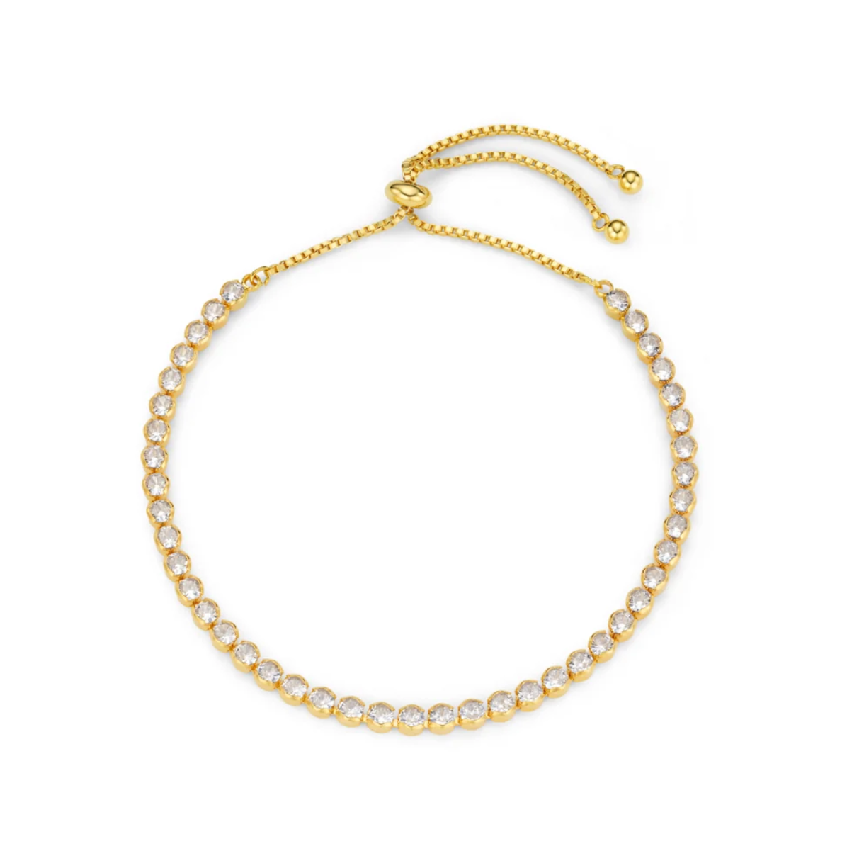 Crystal Tennis Slider Bracelet Gold