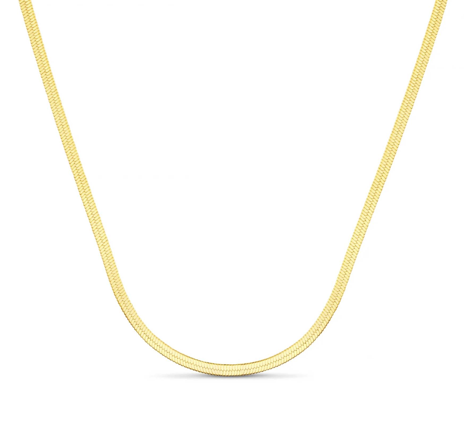 Flat Snake Chain Necklace 15" Gold