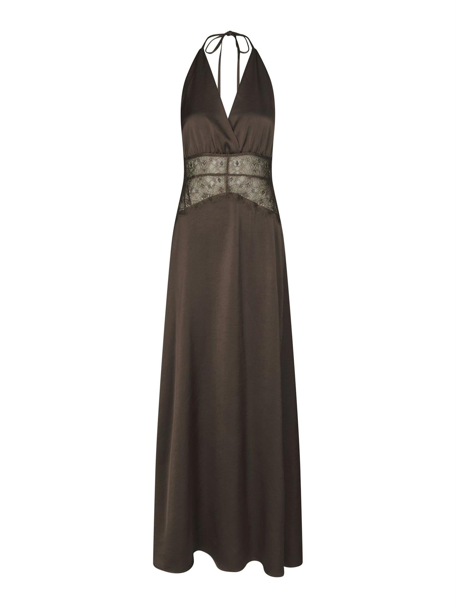 Jasine Heavy Sateen Dress Dark Brown