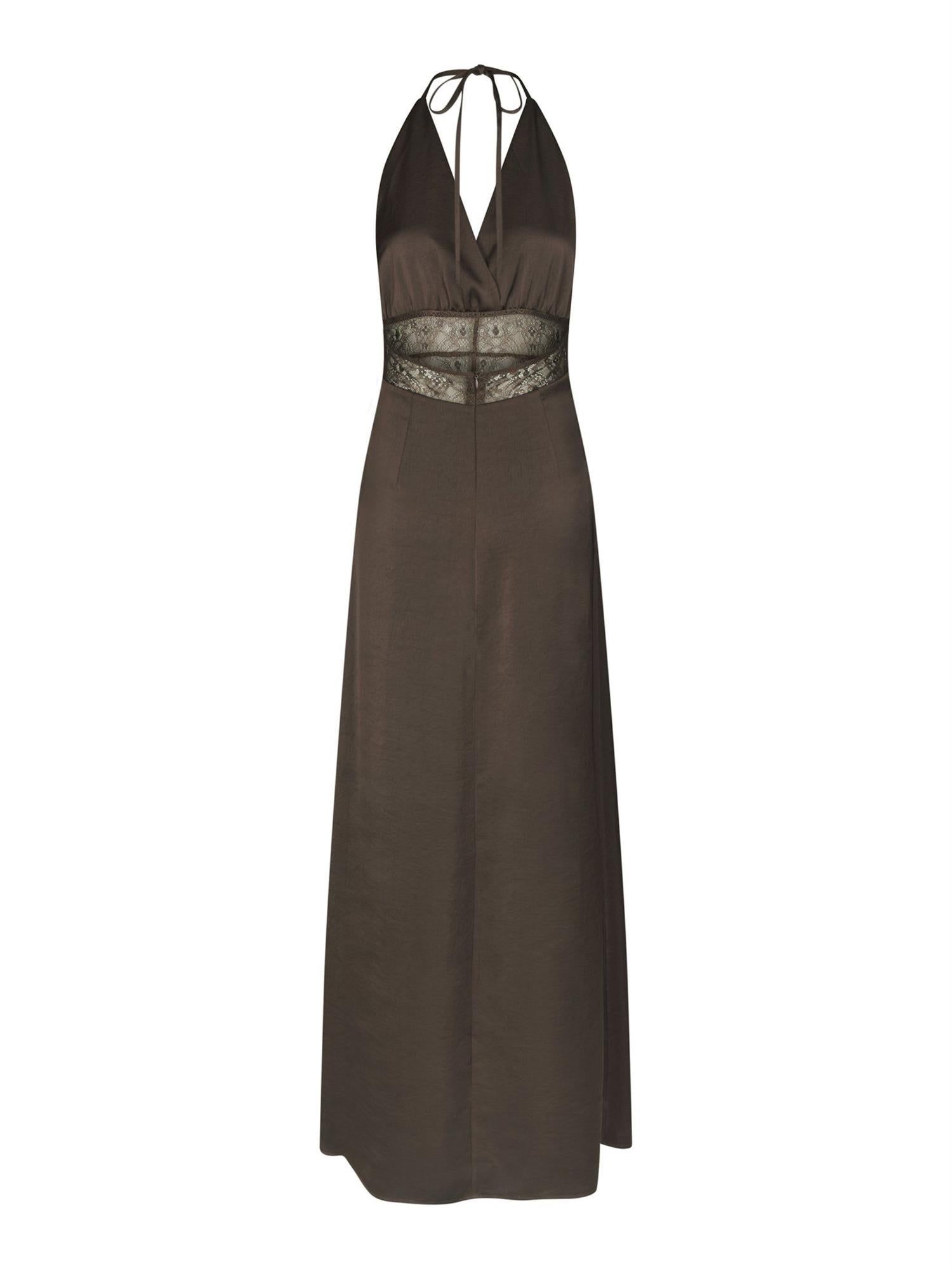 Jasine Heavy Sateen Dress Dark Brown