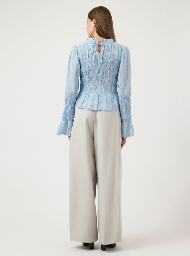 YASRAVA LS Smock Top Skyway/Star White