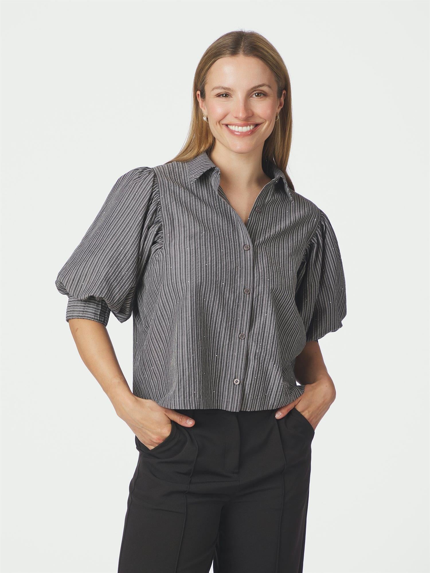 Etta Stripe B Shirt Dark Grey