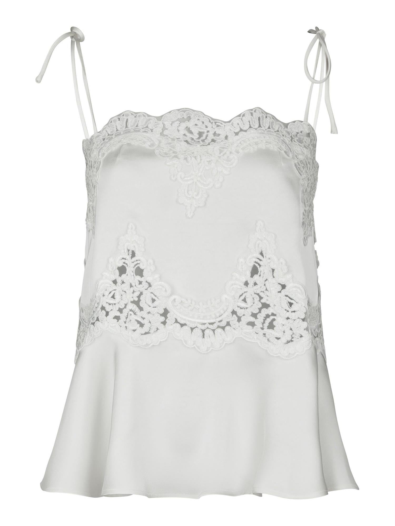 Kaela Heavy Sateen Lace Top Pearl