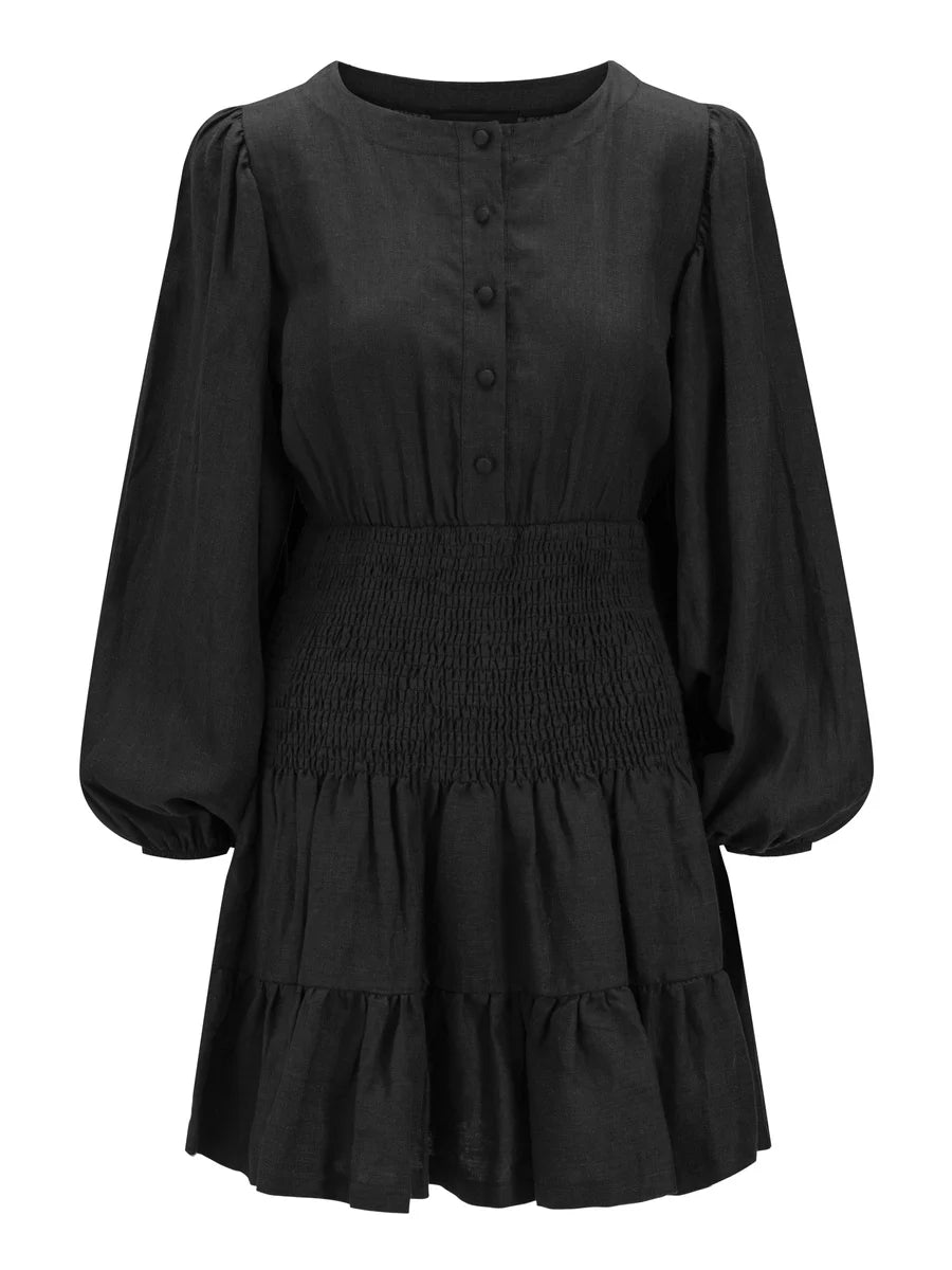 Martine Linen Dress Black