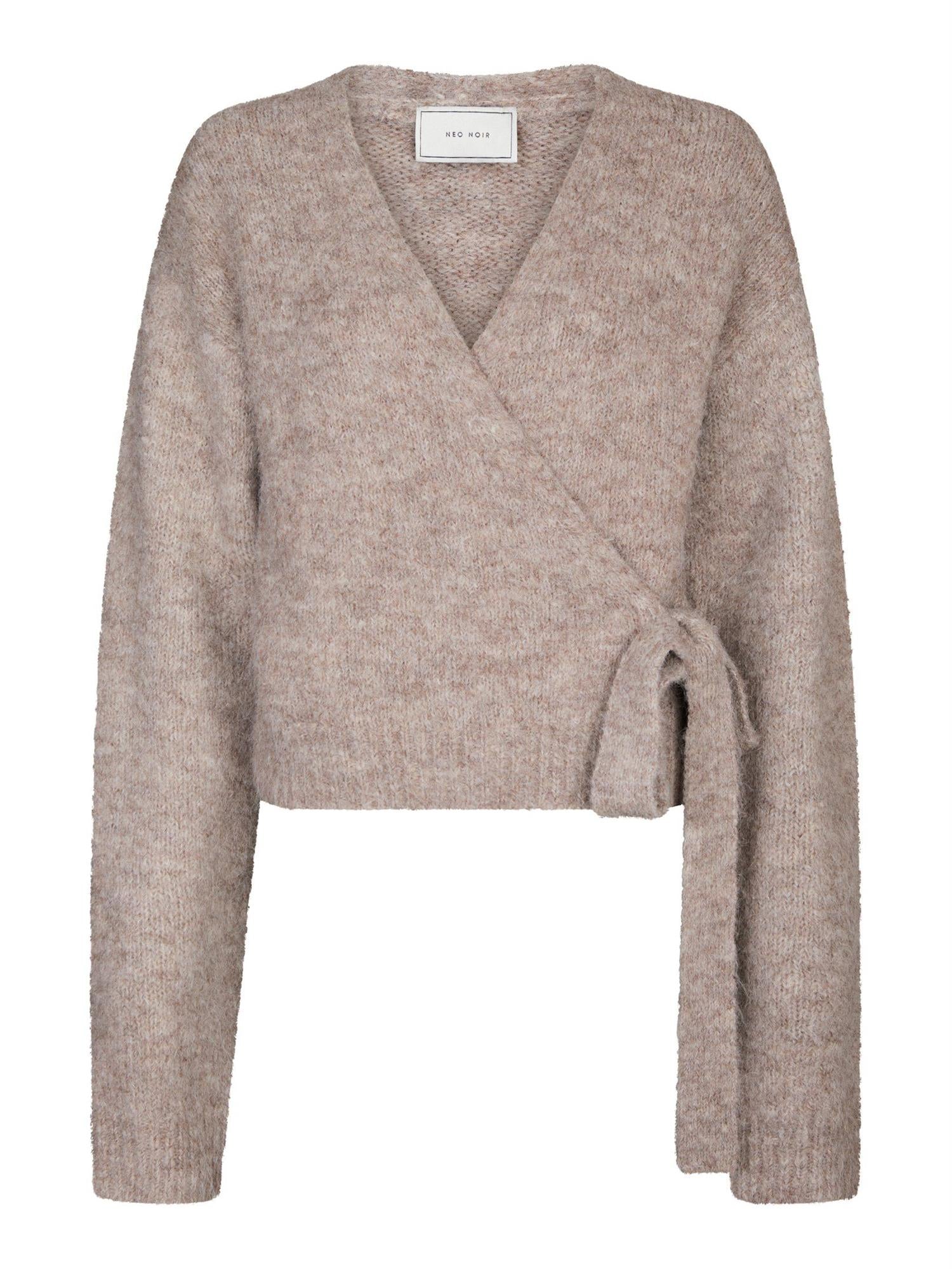 Ronia Fluffy Wrap Knit Cardigan Beige Melange