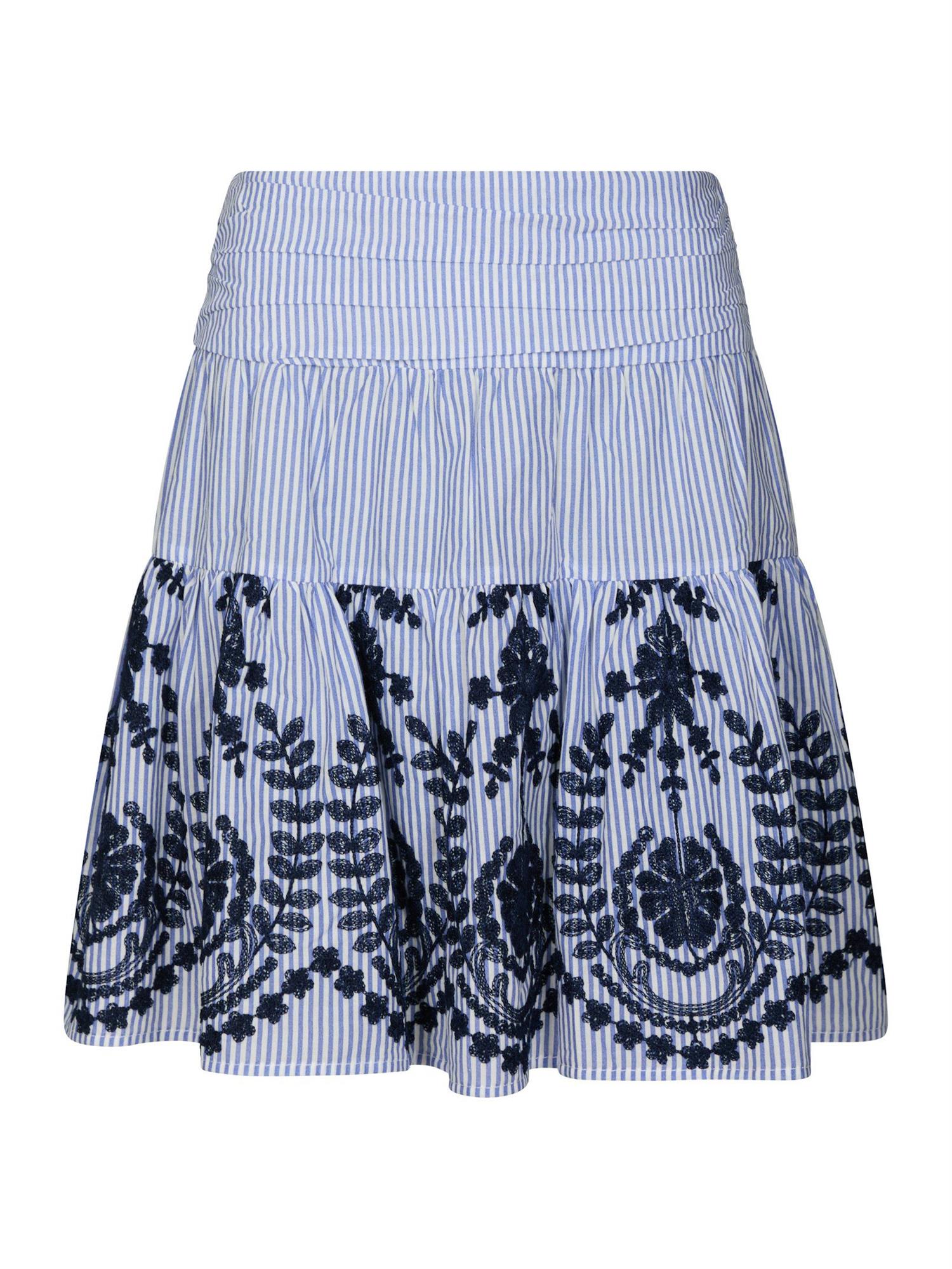 Tarrow Stripe Embroidery Skirt Blue