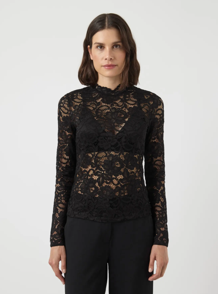 YASLACEY Lace Top Black