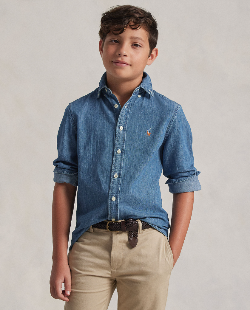 Cotton Chambray Shirt DK Blue