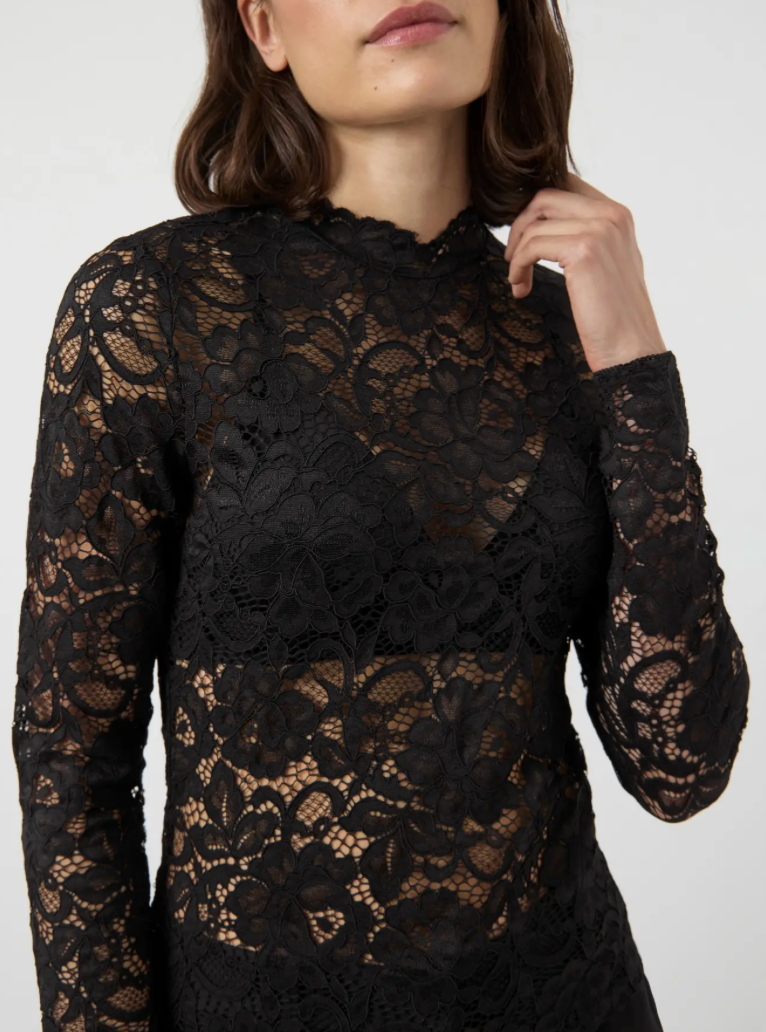 YASLACEY Lace Top Black