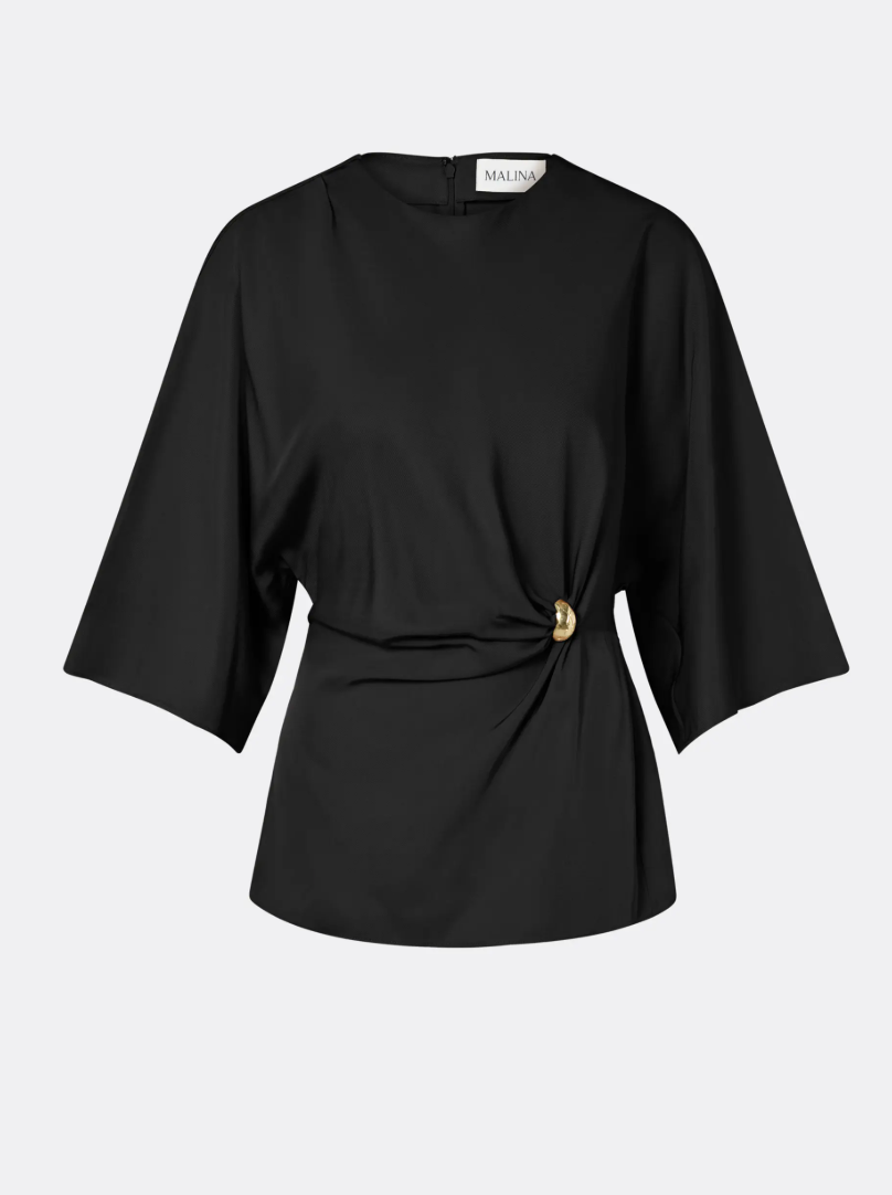 Zilla Brooch Detailed Blouse Black
