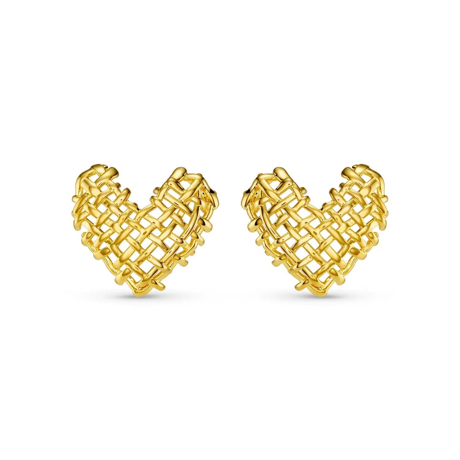 Statement Woven Heart Stud Earrings