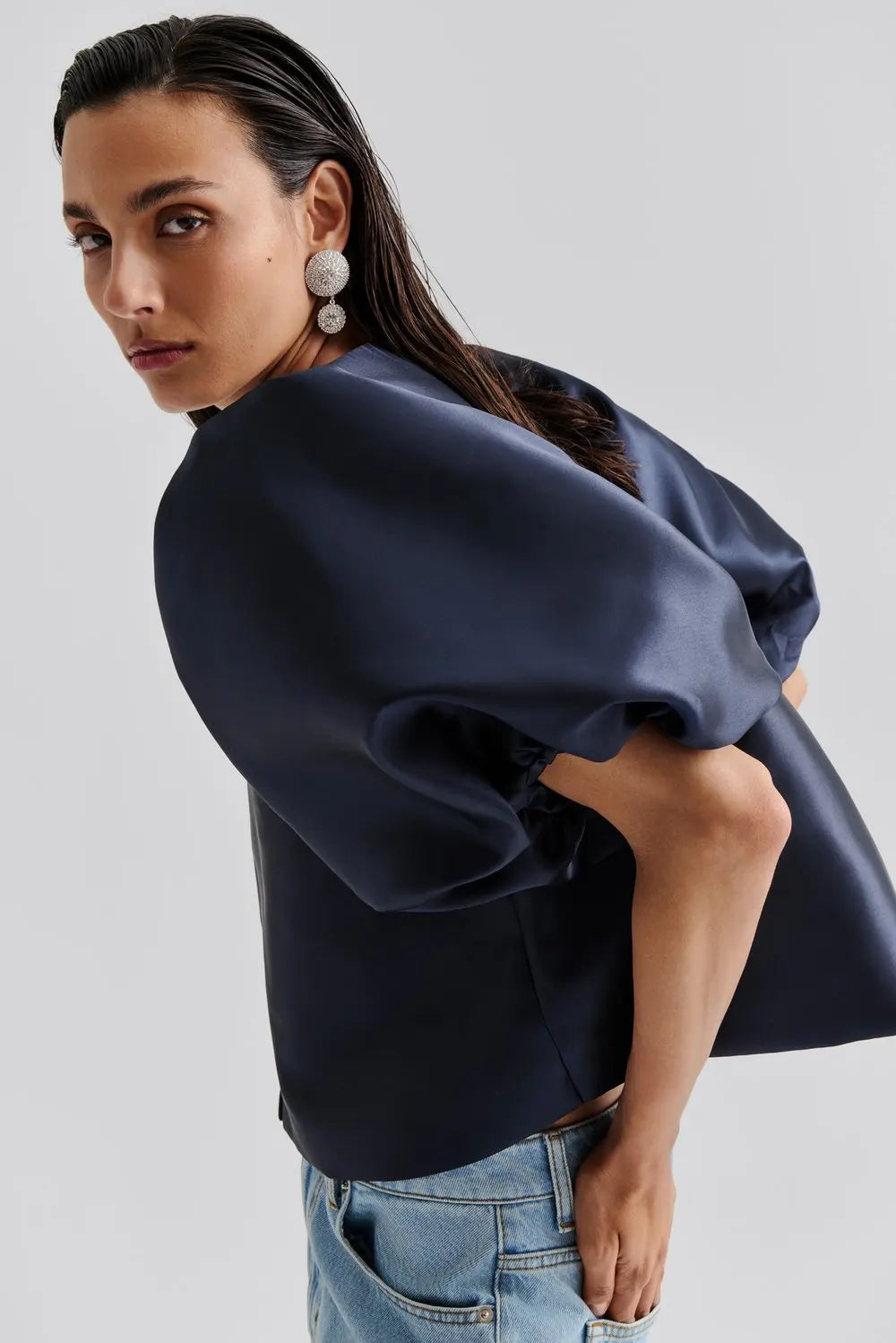 Cleo Pouf Sleeve Blouse Blue