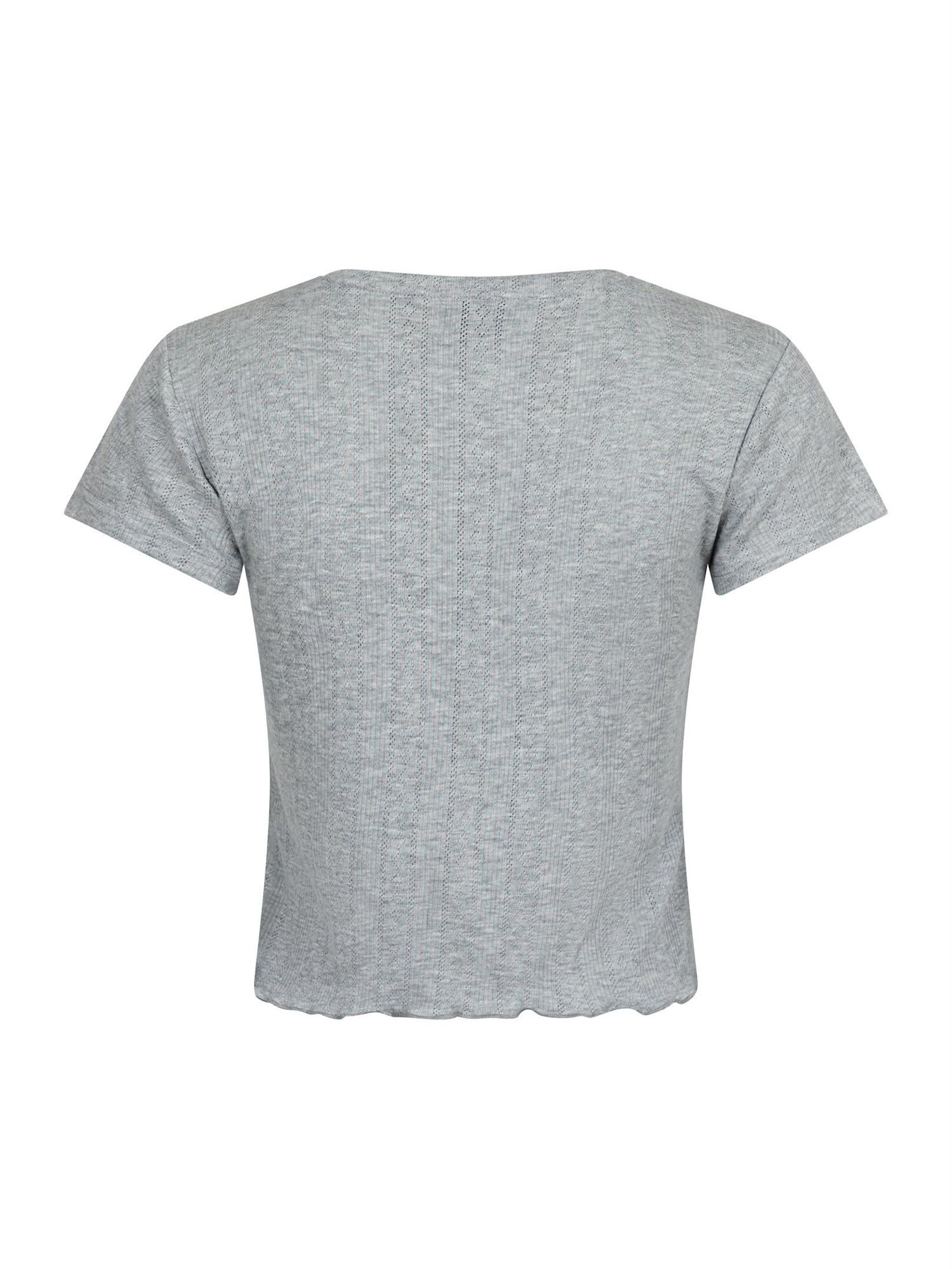 Lonnie Pointelle Top Light Grey