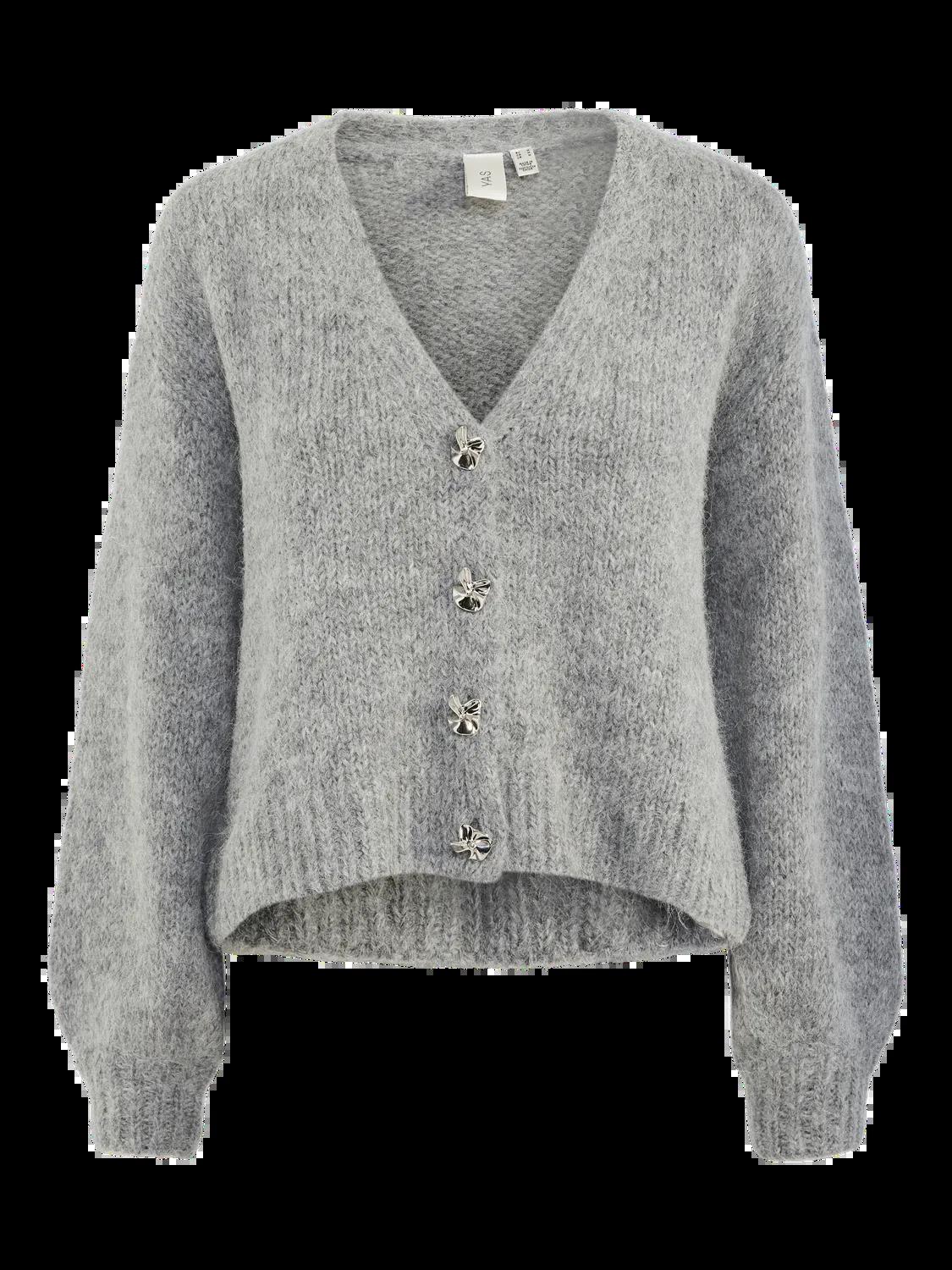 YASVIGGA Knit Cardigan Medium Grey Melange