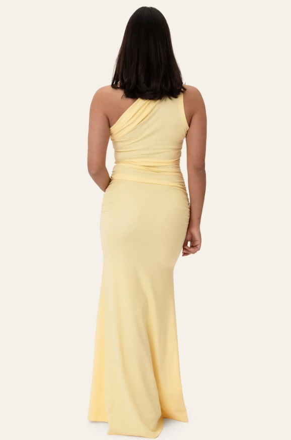 Andrea Satin Dress Butter Yellow