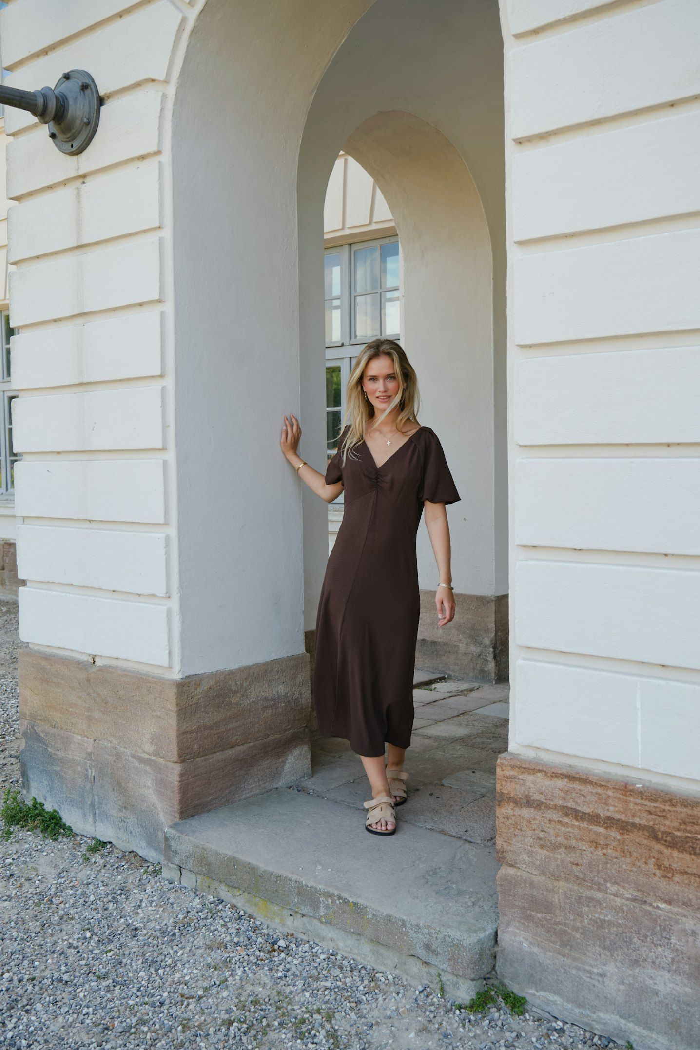 Bomba Structure Solid Dress Dark Brown