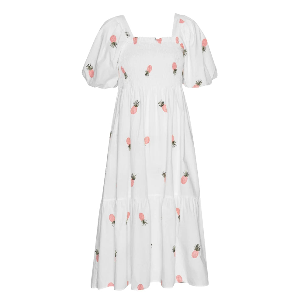Cheri Fruit Dress White/Pink