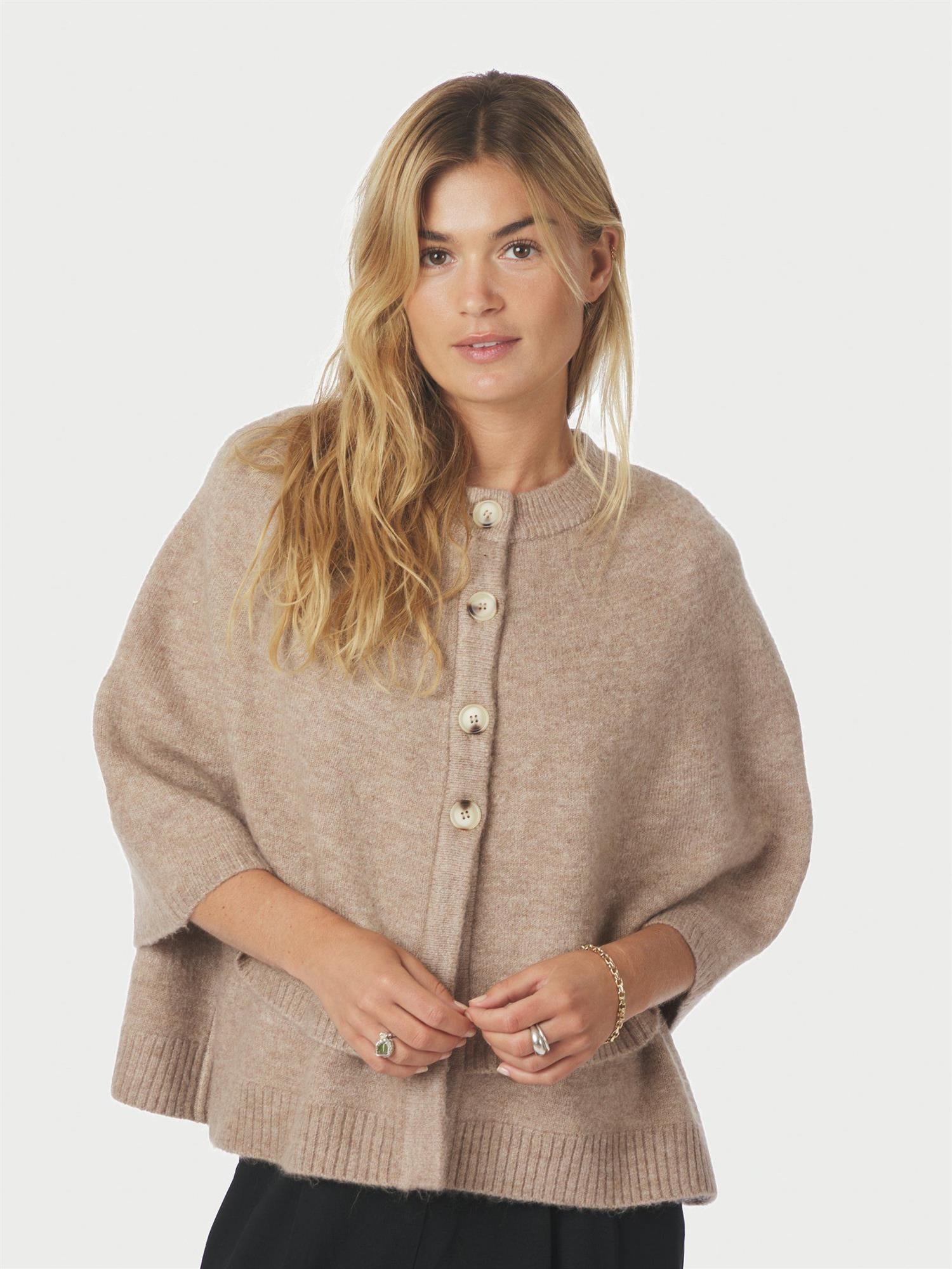 Josei Double Knit Cape Beige Melange