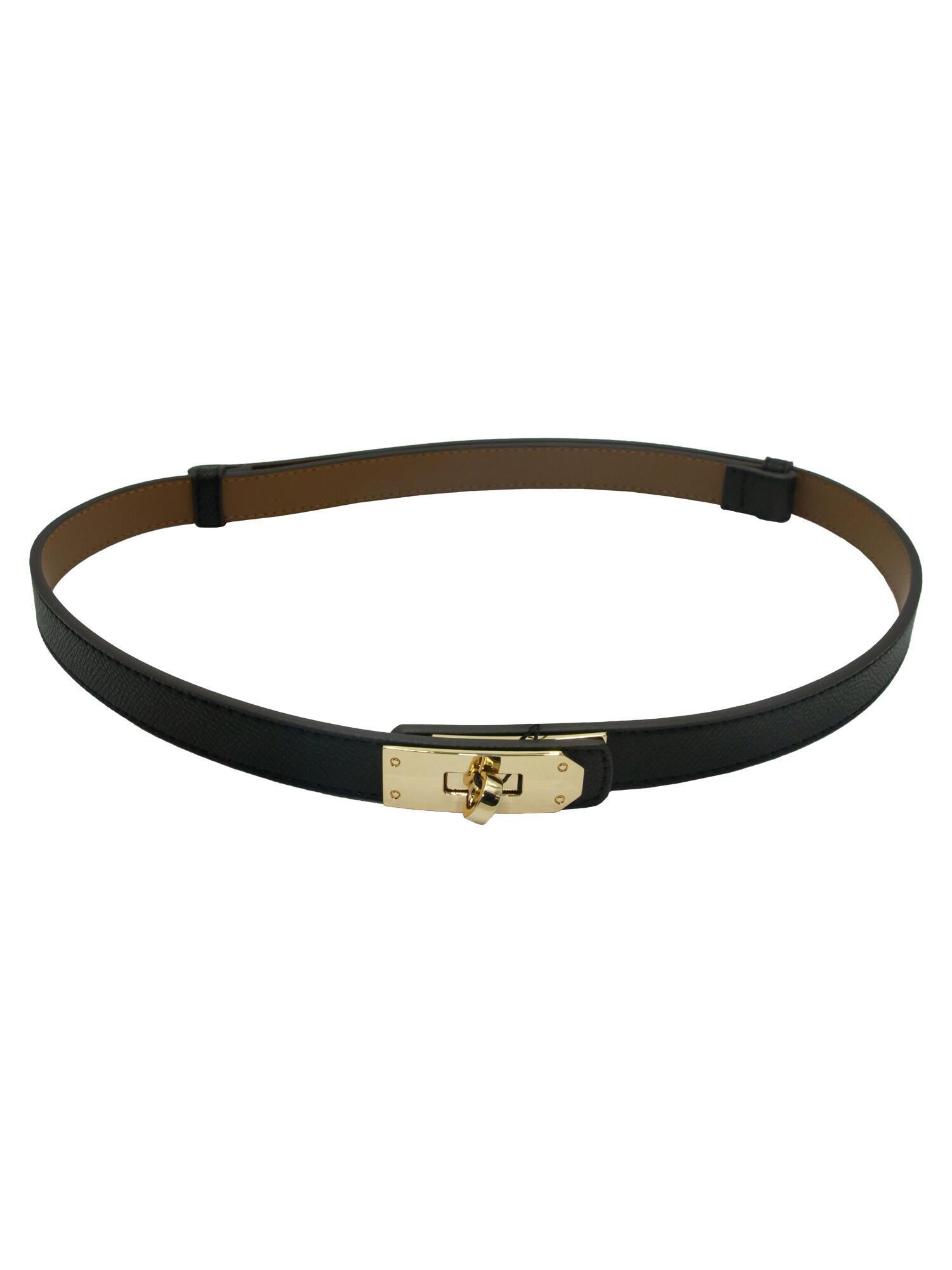 Belte Sort 2 cm. Justerbar Gullspenne