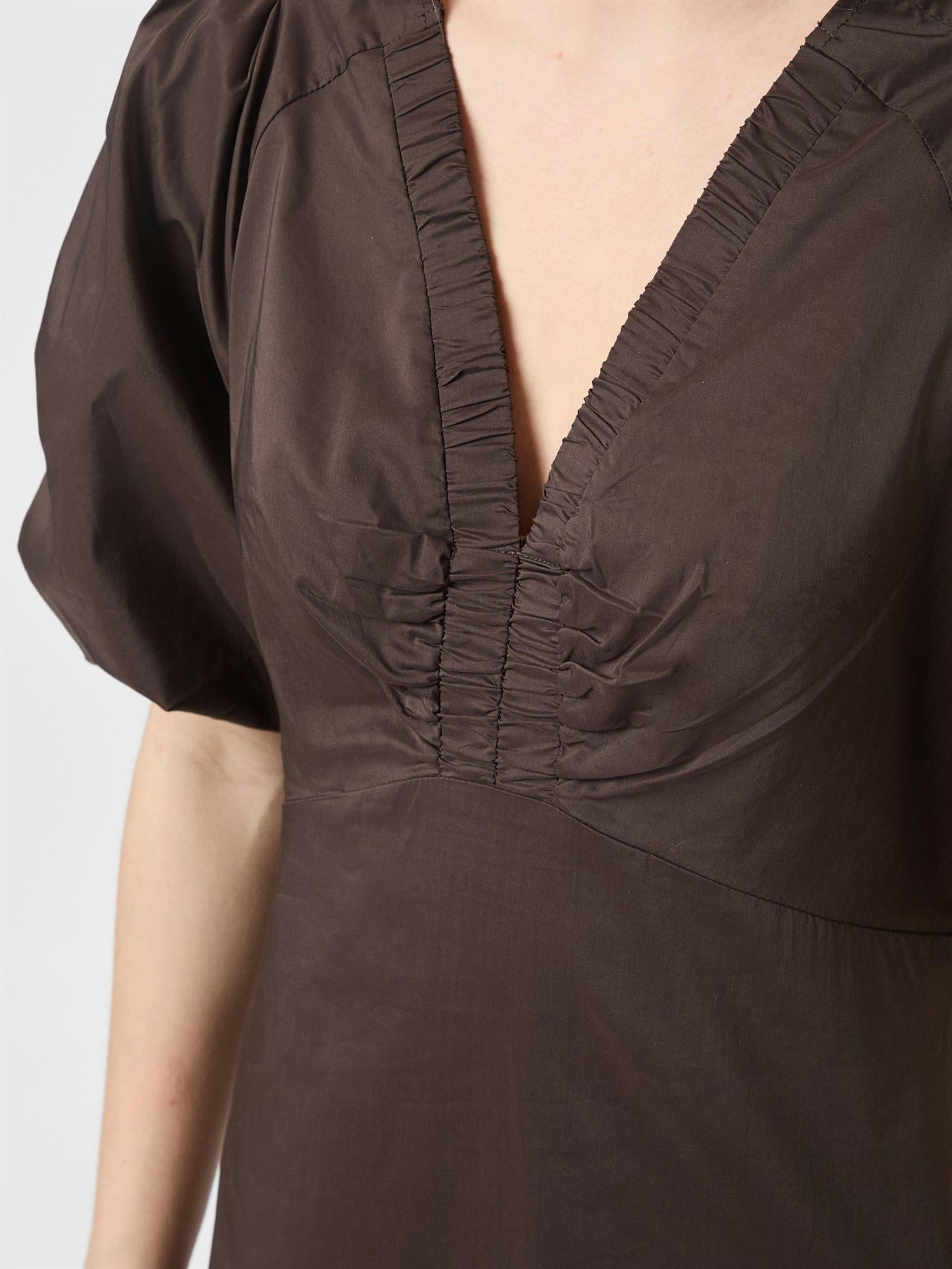 Illana Poplin Dress Chocolate Brown